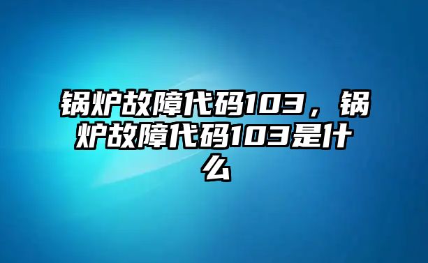 鍋爐故障代碼103，鍋爐故障代碼103是什么