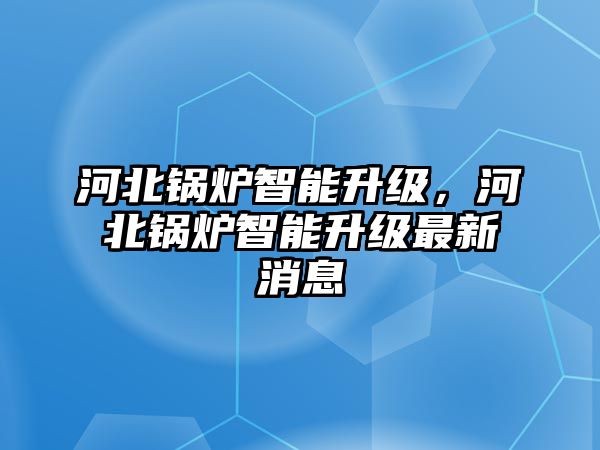 河北鍋爐智能升級(jí)，河北鍋爐智能升級(jí)最新消息