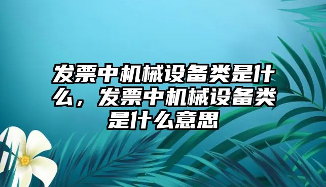 發(fā)票中機械設備類是什么，發(fā)票中機械設備類是什么意思