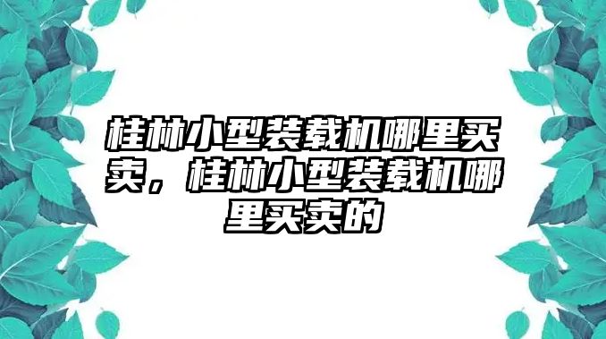 桂林小型裝載機(jī)哪里買賣，桂林小型裝載機(jī)哪里買賣的