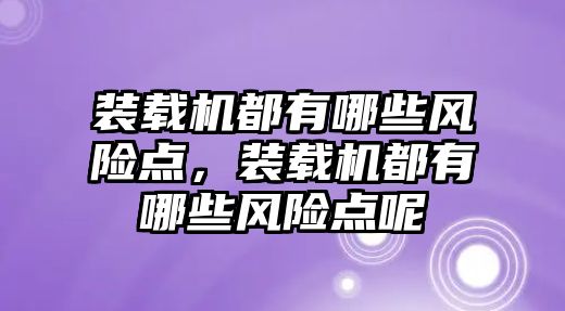 裝載機都有哪些風險點，裝載機都有哪些風險點呢