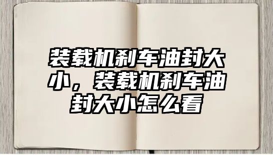 裝載機(jī)剎車油封大小，裝載機(jī)剎車油封大小怎么看