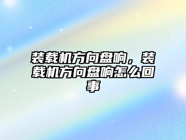 裝載機方向盤響，裝載機方向盤響怎么回事