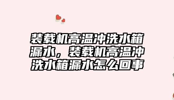 裝載機高溫沖洗水箱漏水，裝載機高溫沖洗水箱漏水怎么回事