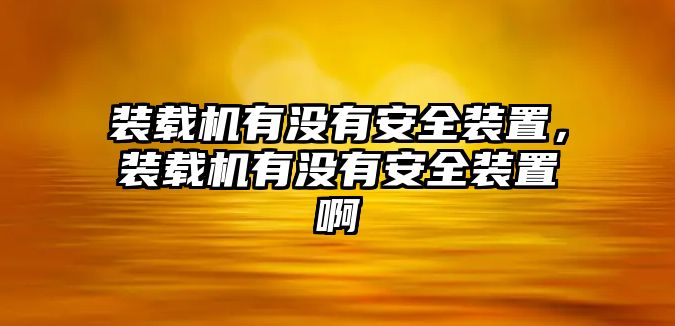 裝載機有沒有安全裝置，裝載機有沒有安全裝置啊