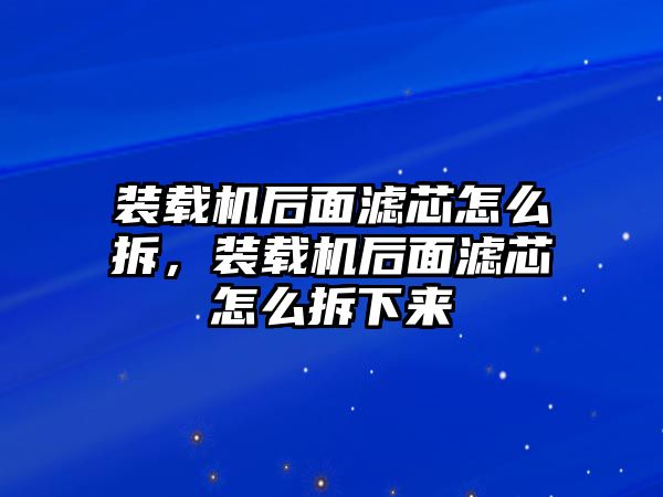 裝載機后面濾芯怎么拆，裝載機后面濾芯怎么拆下來