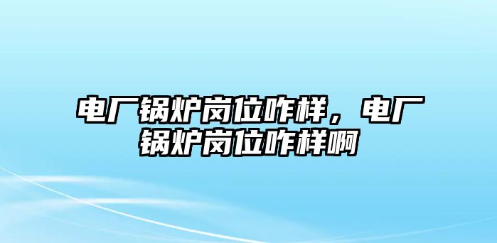 電廠鍋爐崗位咋樣，電廠鍋爐崗位咋樣啊