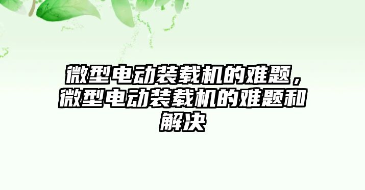 微型電動裝載機(jī)的難題，微型電動裝載機(jī)的難題和解決