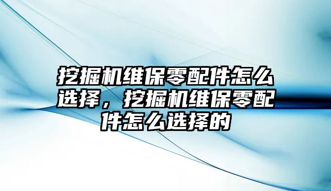 挖掘機(jī)維保零配件怎么選擇，挖掘機(jī)維保零配件怎么選擇的