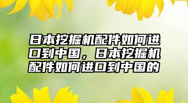 日本挖掘機配件如何進口到中國，日本挖掘機配件如何進口到中國的