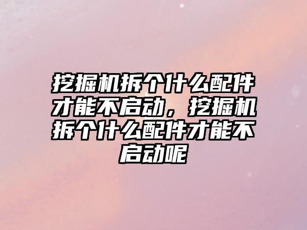 挖掘機拆個什么配件才能不啟動，挖掘機拆個什么配件才能不啟動呢