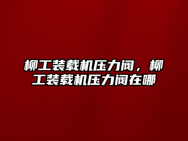 柳工裝載機壓力閥，柳工裝載機壓力閥在哪