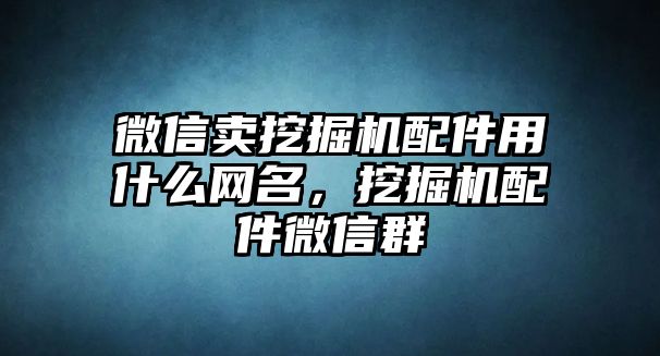 微信賣挖掘機(jī)配件用什么網(wǎng)名，挖掘機(jī)配件微信群