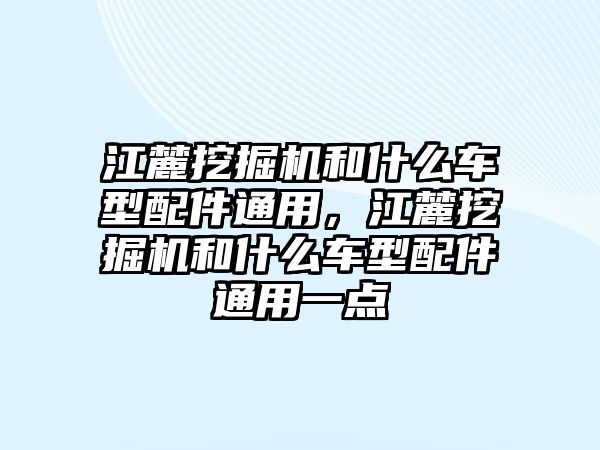 江麓挖掘機和什么車型配件通用，江麓挖掘機和什么車型配件通用一點