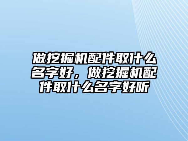 做挖掘機配件取什么名字好，做挖掘機配件取什么名字好聽