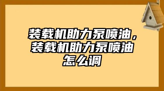 裝載機(jī)助力泵噴油，裝載機(jī)助力泵噴油怎么調(diào)