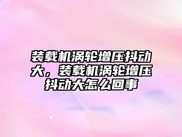 裝載機渦輪增壓抖動大，裝載機渦輪增壓抖動大怎么回事