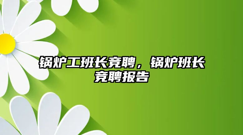 鍋爐工班長(zhǎng)競(jìng)聘，鍋爐班長(zhǎng)競(jìng)聘報(bào)告