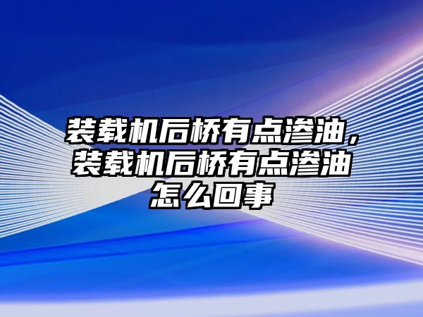 裝載機(jī)后橋有點(diǎn)滲油，裝載機(jī)后橋有點(diǎn)滲油怎么回事