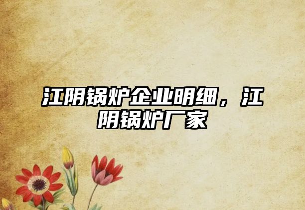 江陰鍋爐企業(yè)明細(xì)，江陰鍋爐廠家