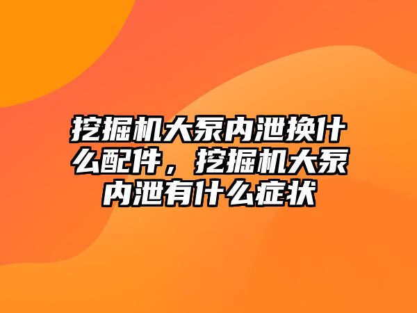 挖掘機大泵內(nèi)泄換什么配件，挖掘機大泵內(nèi)泄有什么癥狀