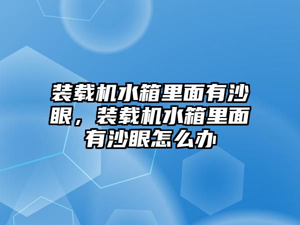 裝載機(jī)水箱里面有沙眼，裝載機(jī)水箱里面有沙眼怎么辦