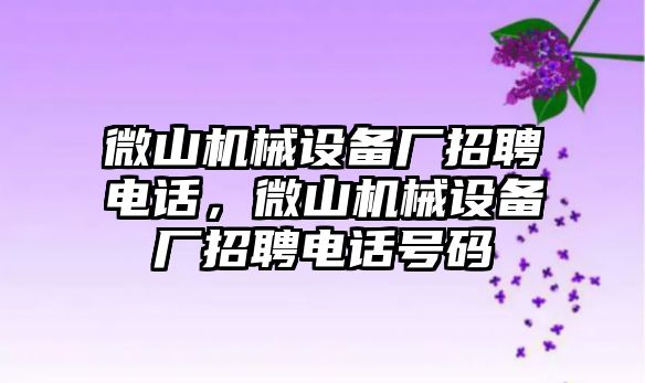 微山機械設備廠招聘電話，微山機械設備廠招聘電話號碼