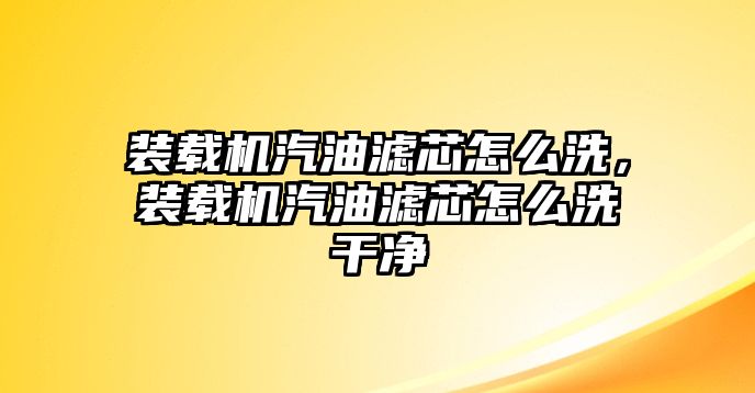 裝載機(jī)汽油濾芯怎么洗，裝載機(jī)汽油濾芯怎么洗干凈