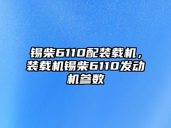 錫柴6110配裝載機，裝載機錫柴6110發(fā)動機參數(shù)