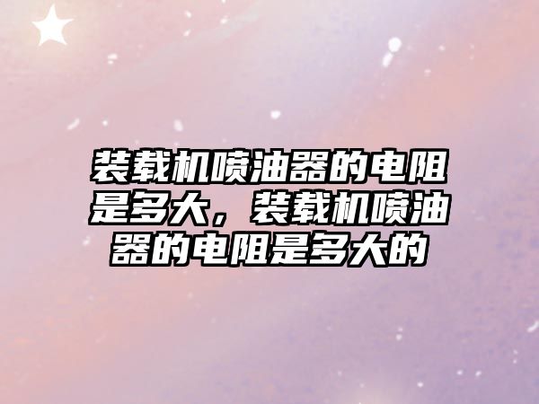 裝載機(jī)噴油器的電阻是多大，裝載機(jī)噴油器的電阻是多大的