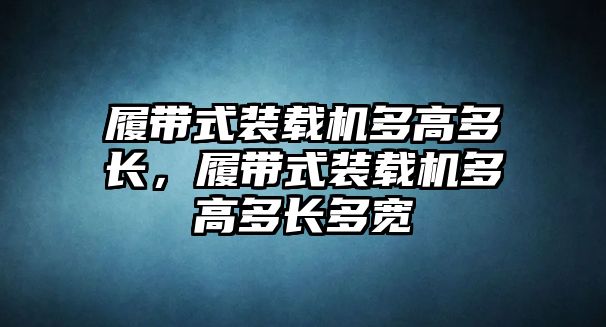 履帶式裝載機多高多長，履帶式裝載機多高多長多寬