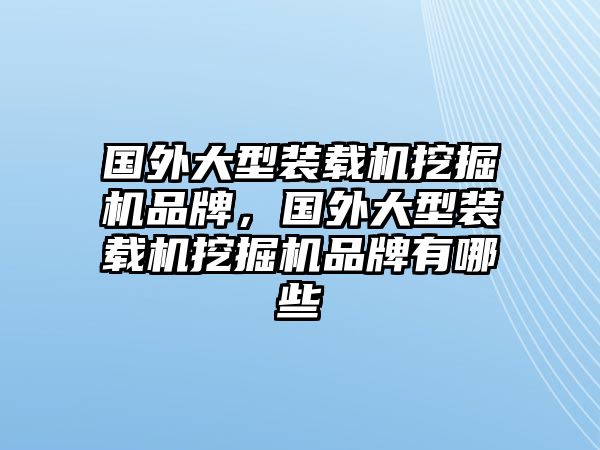 國外大型裝載機挖掘機品牌，國外大型裝載機挖掘機品牌有哪些