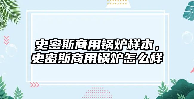 史密斯商用鍋爐樣本，史密斯商用鍋爐怎么樣