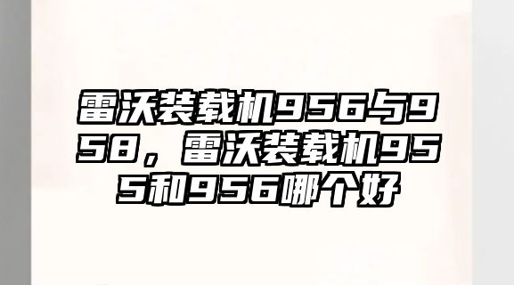 雷沃裝載機(jī)956與958，雷沃裝載機(jī)955和956哪個好