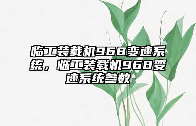 臨工裝載機968變速系統(tǒng)，臨工裝載機968變速系統(tǒng)參數(shù)