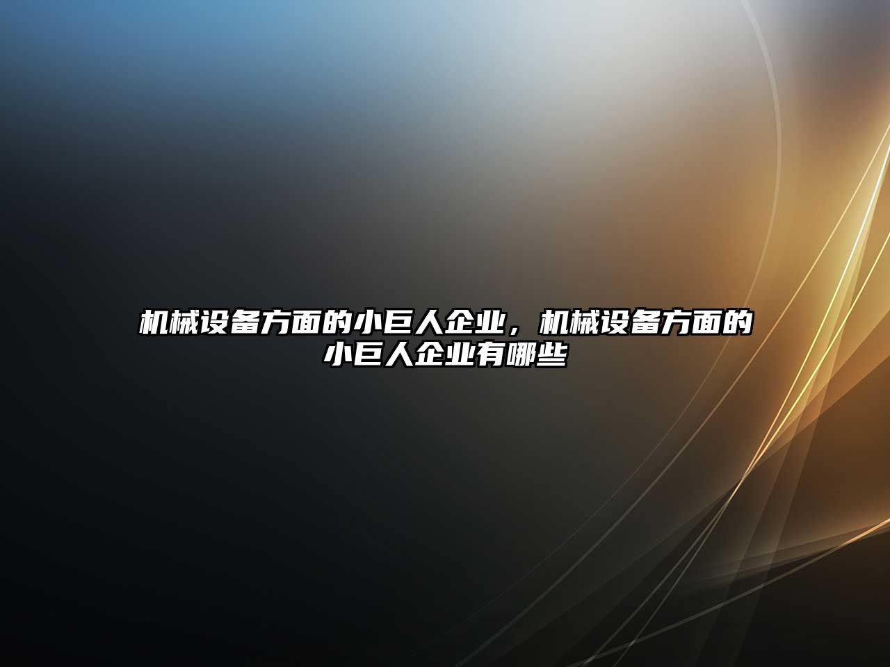 機械設備方面的小巨人企業(yè)，機械設備方面的小巨人企業(yè)有哪些