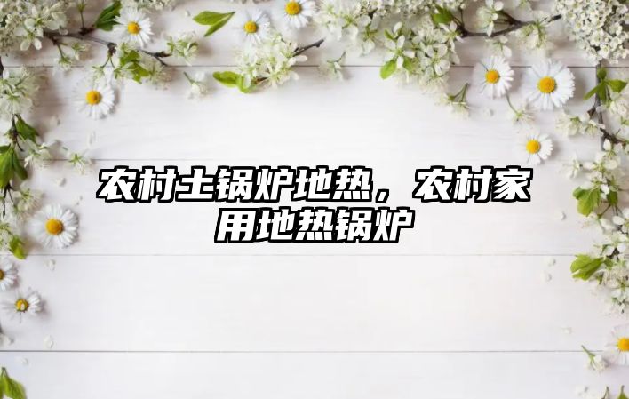 農(nóng)村土鍋爐地?zé)幔r(nóng)村家用地?zé)徨仩t