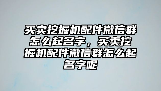 買(mǎi)賣(mài)挖掘機(jī)配件微信群怎么起名字，買(mǎi)賣(mài)挖掘機(jī)配件微信群怎么起名字呢