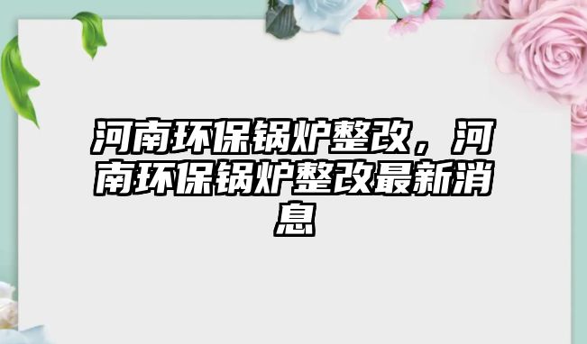 河南環(huán)保鍋爐整改，河南環(huán)保鍋爐整改最新消息