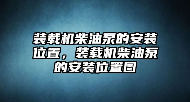 裝載機(jī)柴油泵的安裝位置，裝載機(jī)柴油泵的安裝位置圖