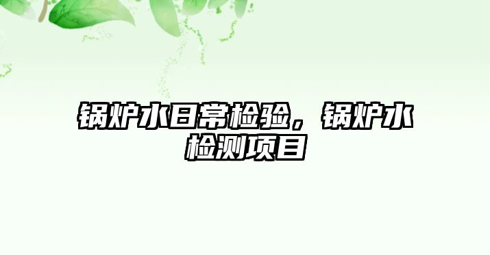 鍋爐水日常檢驗(yàn)，鍋爐水檢測(cè)項(xiàng)目