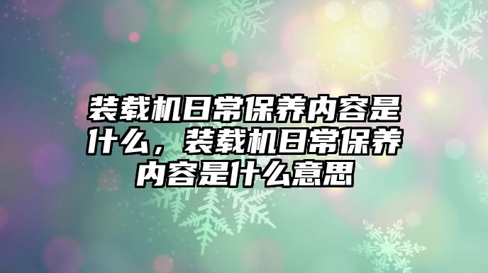 裝載機日常保養(yǎng)內(nèi)容是什么，裝載機日常保養(yǎng)內(nèi)容是什么意思