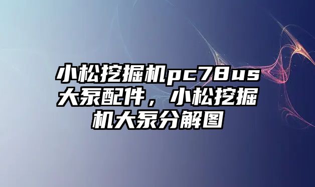 小松挖掘機(jī)pc78us大泵配件，小松挖掘機(jī)大泵分解圖