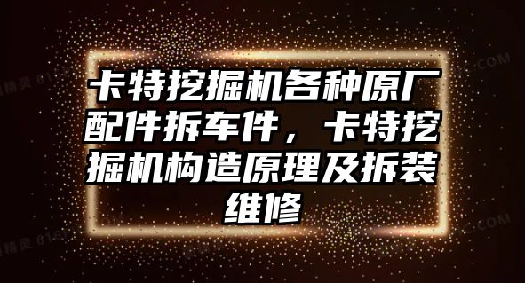 卡特挖掘機各種原廠配件拆車件，卡特挖掘機構造原理及拆裝維修