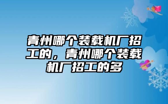 青州哪個裝載機廠招工的，青州哪個裝載機廠招工的多