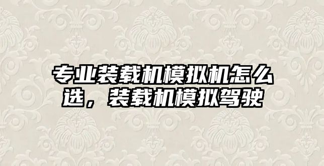 專業(yè)裝載機模擬機怎么選，裝載機模擬駕駛