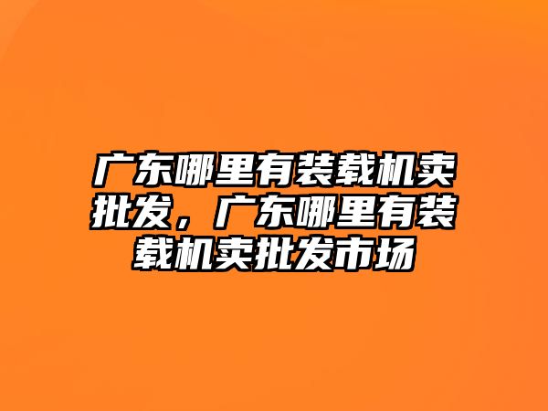 廣東哪里有裝載機賣批發(fā)，廣東哪里有裝載機賣批發(fā)市場