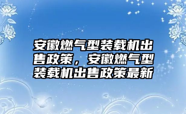 安徽燃氣型裝載機出售政策，安徽燃氣型裝載機出售政策最新