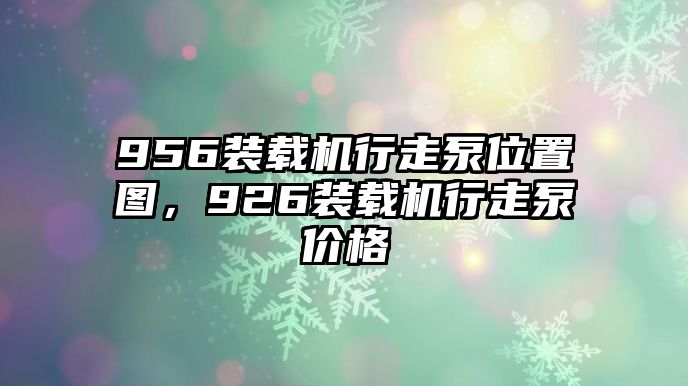 956裝載機行走泵位置圖，926裝載機行走泵價格