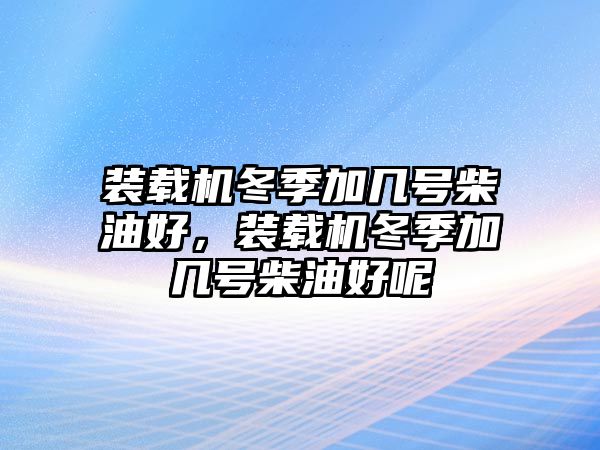 裝載機冬季加幾號柴油好，裝載機冬季加幾號柴油好呢